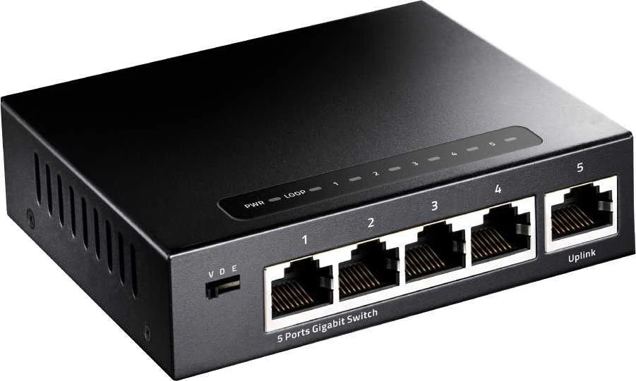 Šakotuvas Tinklo Įranga - Cudy GS105 10Gbps Jungiklis 5 Prievadai Metalinis Dizainas