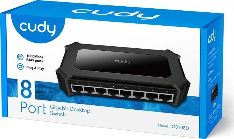 Šakotuvas Tinklo Įranga - Cudy Jungiklis GS108D 8-Port 1Gbps 150x80x65mm