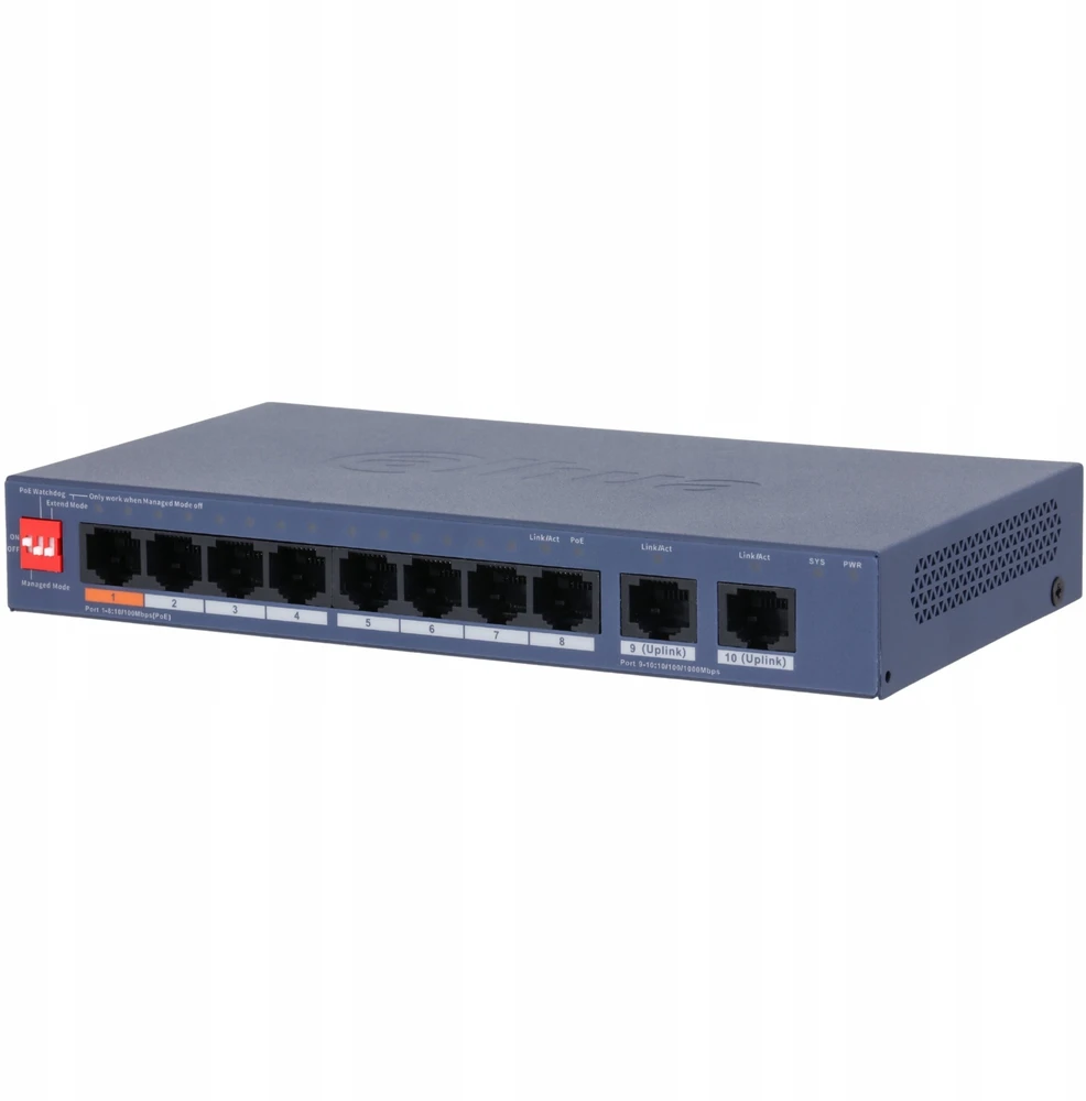 Šakotuvas SWITCH POE CS4010-8ET2GT-60 8 PRIEVADŲ DAHUA