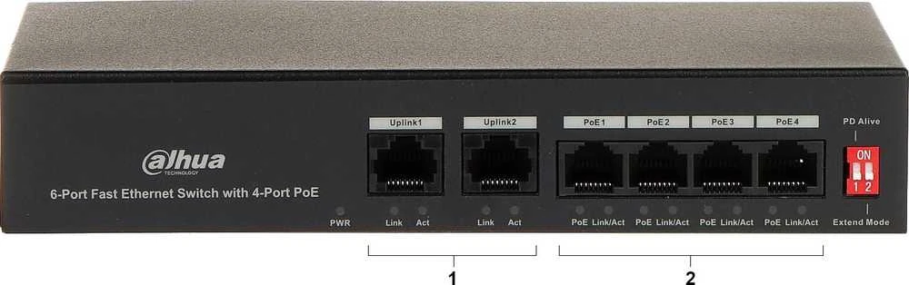 Šakotuvas SWITCH POE PFS3006-4ET-36 4 PRIEVADŲ DAHUA