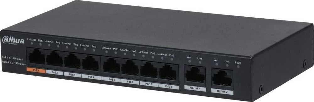Šakotuvas PRAMONINIS SWITCH'AS POE PFS3010-8GT-96-V2 8 PRIEVADŲ DAHUA