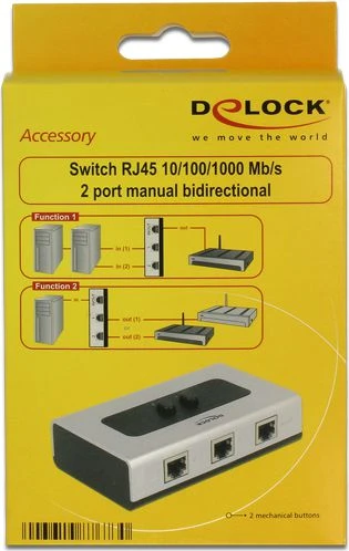 Šakotuvas DELOCK jungiklis RJ45 10/100/1000Mbps 2 prievadas
