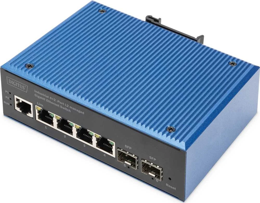 Šakotuvas Digitus DN-651154 tinklo komutatorius Valdomas L2 Gigabit Ethernet (10/100/1000) Juoda, Mėlyna