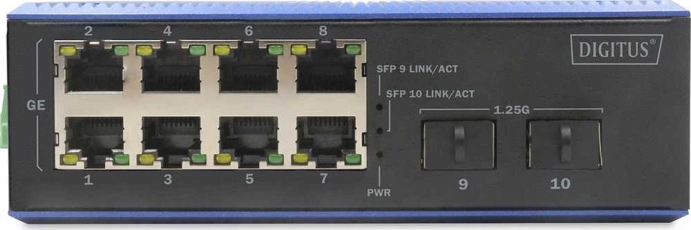 Šakotuvas Switch Digitus Przemysłowy 8 2-portowy Gigabit Ethernet DN-651150