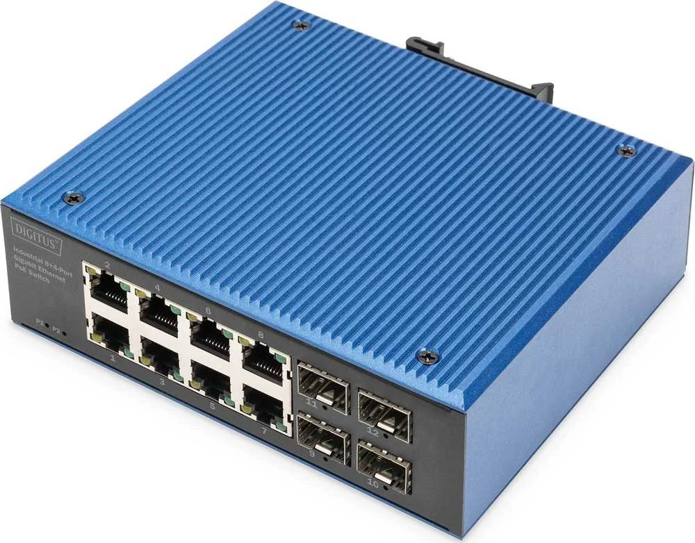 Šakotuvas Digitus DN-651153 tinklo komutatorius Ne-valdomas Gigabit Ethernet (10/100/1000) Maitinimas per Eternetą (PoE) Juoda, Mėlyna