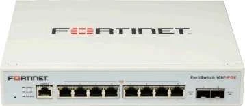 Šakotuvas FORTINET FS-108F L2 komutatorius - 8 x GE RJ45 jungtys 2 x GE SFP 12V/3A maitinimo adapteris be ventiliatoriaus, kurio įėjimo įtampa 100