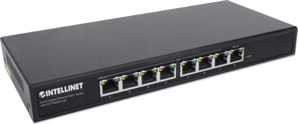 Šakotuvas Intellinet 561679 jungiklis GIGABIT 8x RJ45 PoE+ 85W, maitinimas per PoE