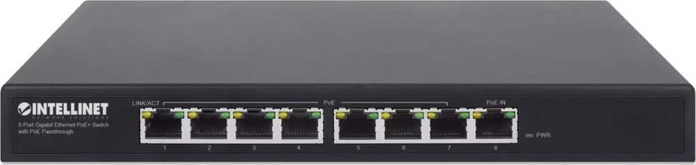 Šakotuvas Intellinet 561679 jungiklis GIGABIT 8x RJ45 PoE+ 85W, maitinimas per PoE