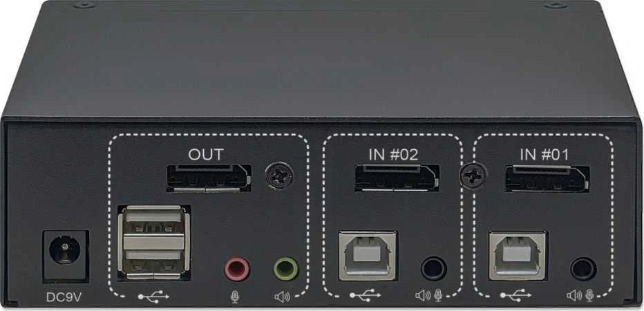 Intracom MANHATTAN KVM jungiklis DisplayPort/USB 2x1 4K 60Hz