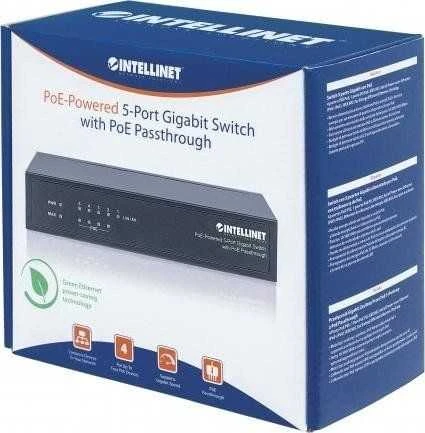Šakotuvas Intellinet PoE-Powered 5x Gigabit Gigabit Ethernet (10/100/1000) Juoda Maitinimas per Eternetą (PoE)