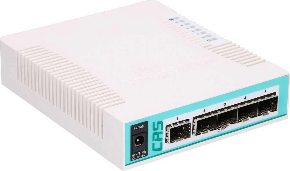 Šakotuvas MIKROTIK MT CRS106-1C-5S MikroTik CRS106-1C-5S L5 5xSFP 1G, 1xGigabit LAN PoE / SFP derinys, stalinis dėklas