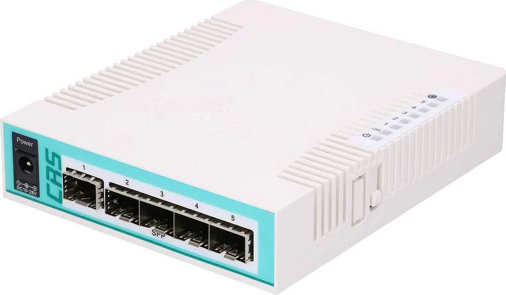 Šakotuvas MIKROTIK MT CRS106-1C-5S MikroTik CRS106-1C-5S L5 5xSFP 1G, 1xGigabit LAN PoE / SFP derinys, stalinis dėklas