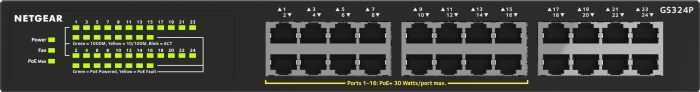 Šakotuvas NETGEAR 24PT GIGE UNMANAGED SWITCH W/POE+