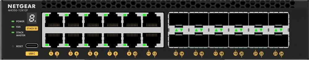 Šakotuvas Netgear 24-PORT 10G MANAGED SWITCH - M4350-12X12F 12X10G 12XSFP+