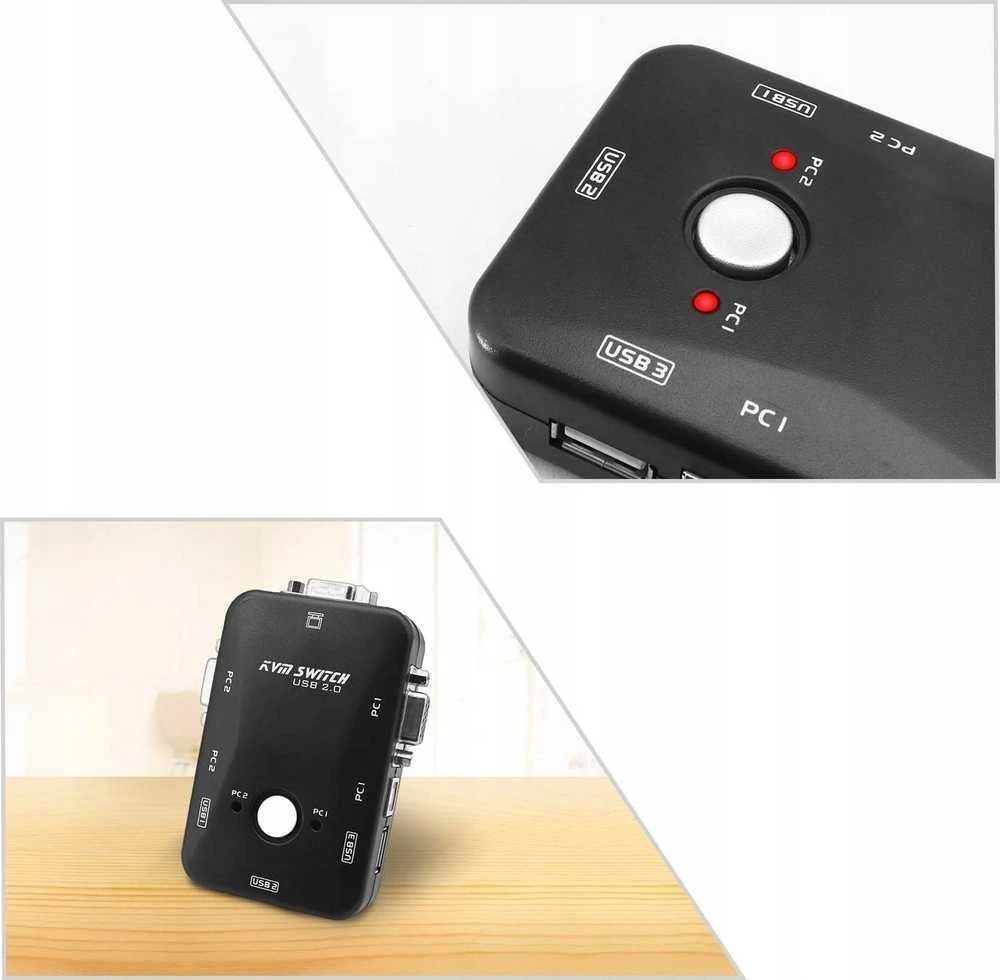 Pawonik jungiklis KVM VGA SWITCH 2X1 SWITCH 3XUSB HUB BOX