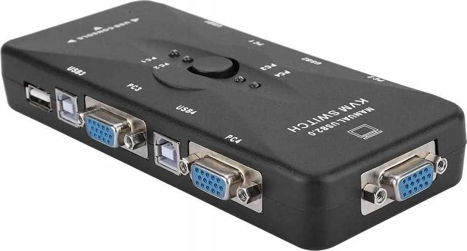 Pawonik jungiklis KVM VGA SWITCH 4X1 SWITCH 3XUSB HUB BOX