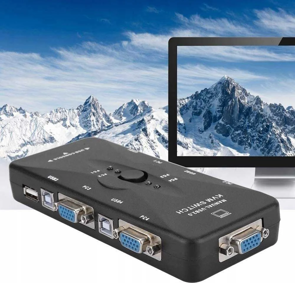Pawonik jungiklis KVM VGA SWITCH 4X1 SWITCH 3XUSB HUB BOX