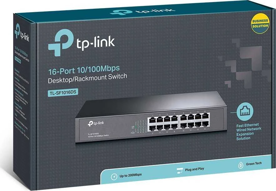 Šakotuvas TP-Link TL-SF1016DS tinklo komutatorius Ne-valdomas Fast Ethernet (10/100) 1U Juoda