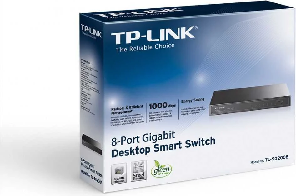 Šakotuvas TP-Link 8 prievadų gigabitinis išmanusis komutatorius – stalinis plieno korpusas