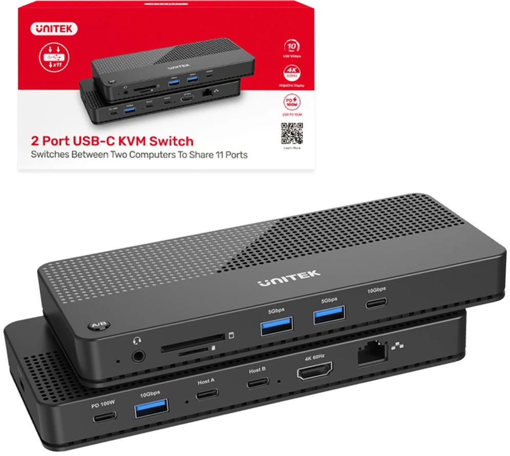 UNITEK D1077A KVM HUB USB-C KVM HDMI 2.0 PD 100W 11in1