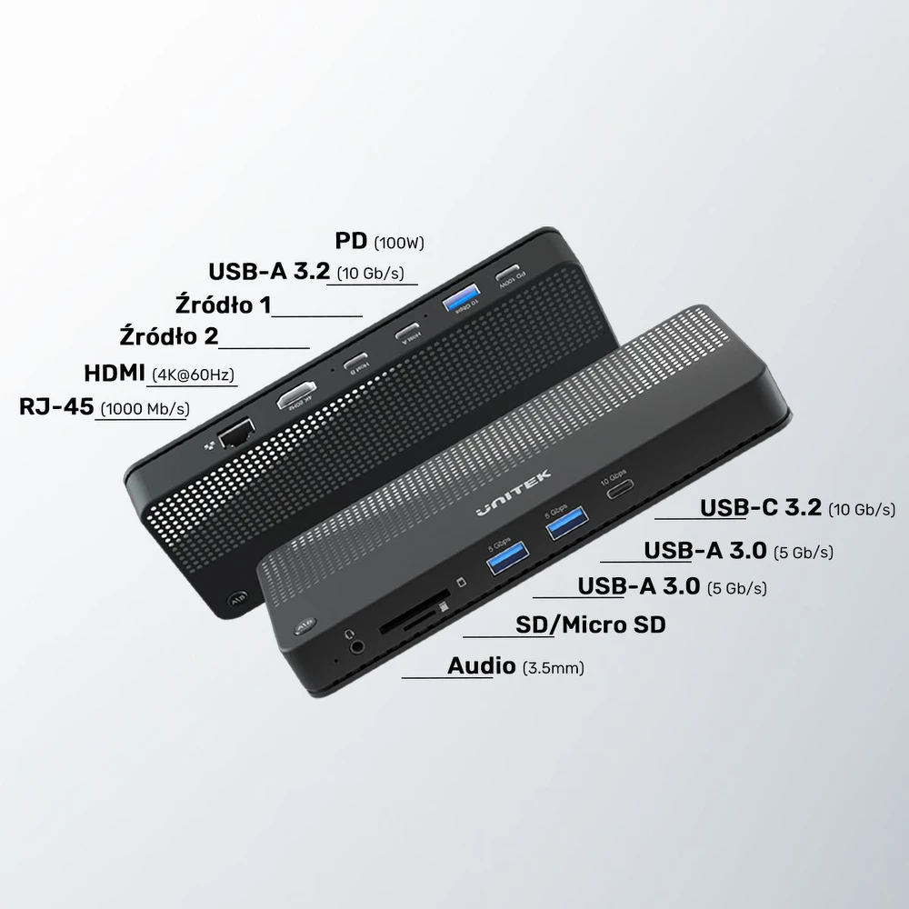 UNITEK D1077A KVM HUB USB-C KVM HDMI 2.0 PD 100W 11in1