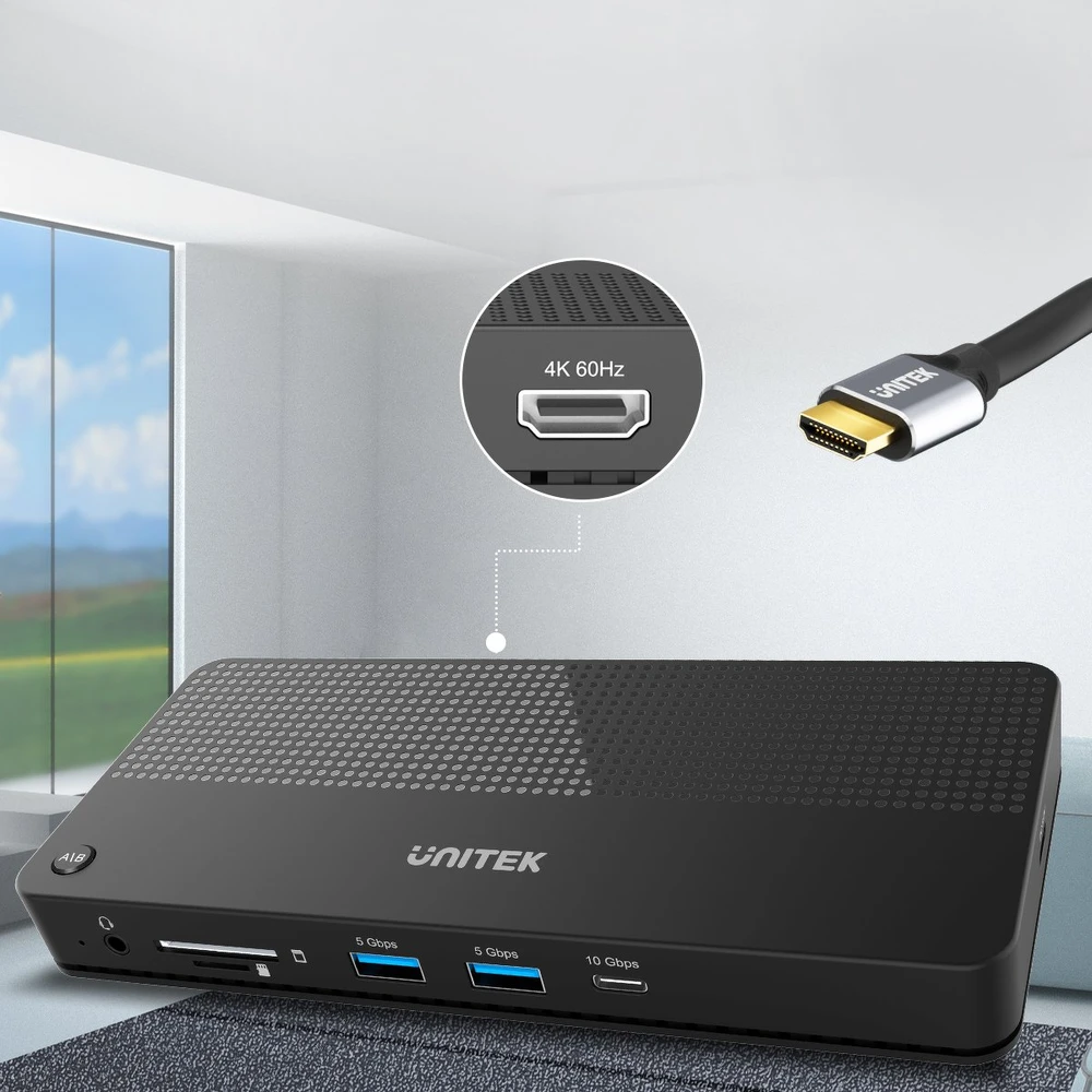 UNITEK D1077A KVM HUB USB-C KVM HDMI 2.0 PD 100W 11in1