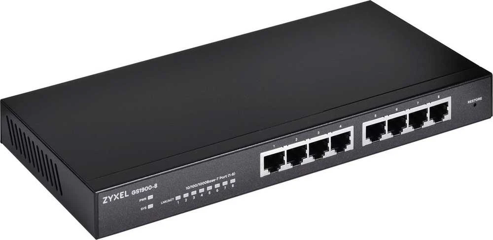 Šakotuvas ZYXEL GS1900-8 V2, 8 PORT GBE L2 SMART SWITCH, DESKTOP, FANLESS (5Y WARRANTY)