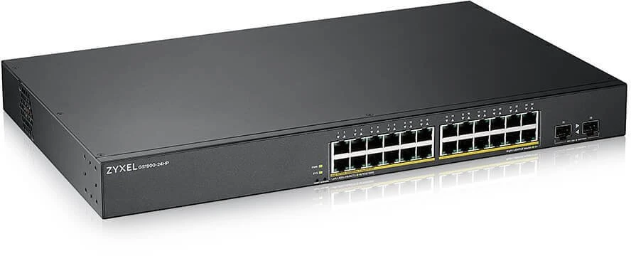 Šakotuvas ZYXEL GS1900-24HP V2, 24 PORT GBE L2 POE SMART SWITCH, MONTAVIMAS, 170 W (5 M. GARANTIJA)