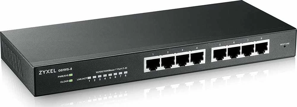 Šakotuvas ZYXEL GS1915-8, 8-PORT GBE SMART SWITCH, HYBRID MODE, STANDALONE OR NEBULAFLEX CLOUD, DESKTOP, FANLESS (5Y WARRANTY)