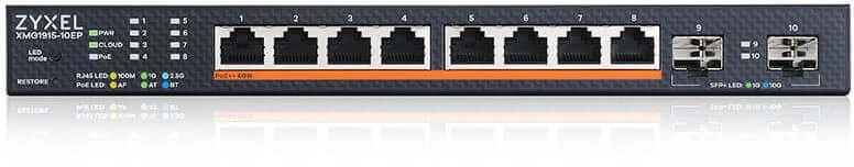 Šakotuvas ZYXEL XMG1915-10EP, 8 prievadų 2,5 GBE, 2 SFP+, 8 x POE++ 130 W išmanusis komutatorius, hibridinis režimas, autonominis arba „Nebulaflex“ debesis (5 metų garantija)