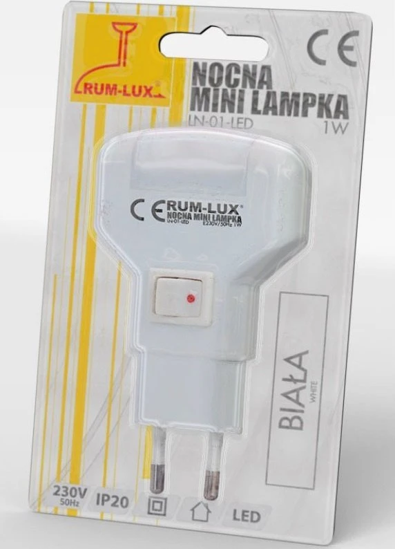 Rum Lux MINI Naktinė lempa LED DO GNIAZDKA Z WŁĄCZNIKIEM 1W