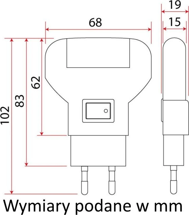 Rum Lux MINI Naktinė lempa LED DO GNIAZDKA Z WŁĄCZNIKIEM 1W