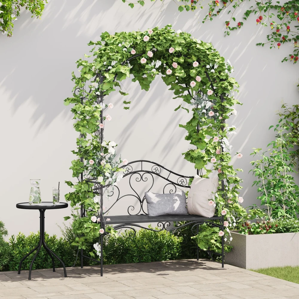 Sodo suolas Juoda 121 x 48 x 200 cm Plienas