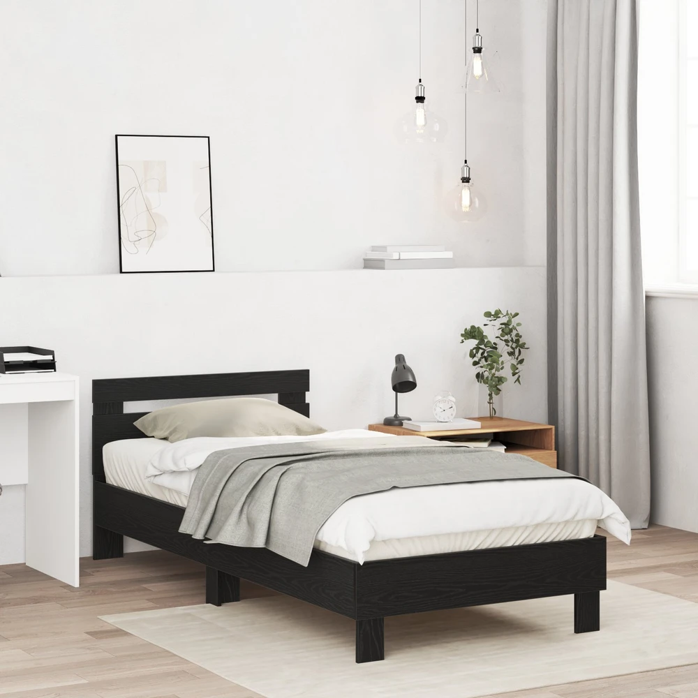 Lova Lovos rėmas Juodas ąžuolas 203 x 95 x 70 cm Apdirbta mediena