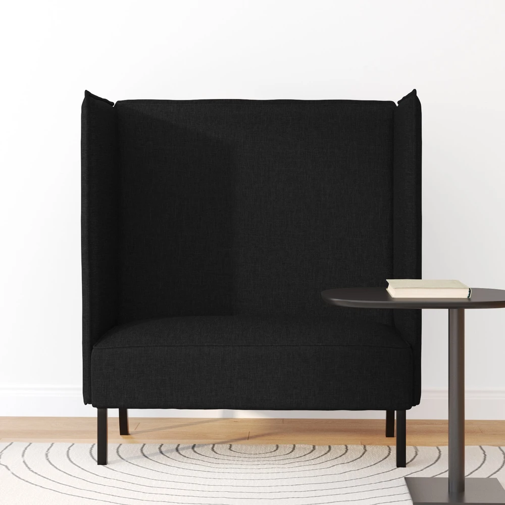 Aukštos nugaros sofa 101cm Juoda audinys