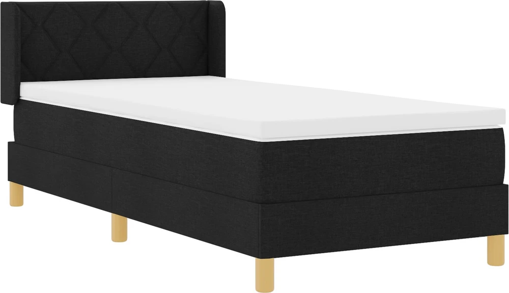 Kiemas lova su galvūgalio Juoda 200 x 90 cm audinys