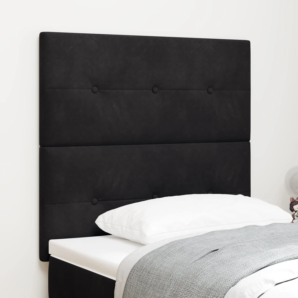 LED galvūgalis su LED juostelėmis Juodas 100 cm Aksomas