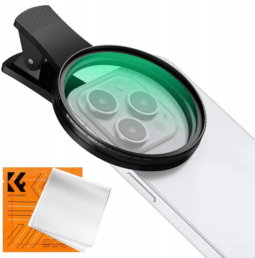 Kf objektyvo filtras juodas difuzija 1/4 telefono / išmaniojo telefono 67 mm spaustukui / Kf01.2898v2
