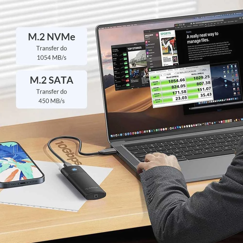 ORICO M.2 ENCLOSURE, USB 3.2 Gen 2 Type-C M.2 NVMe / SATA SSD