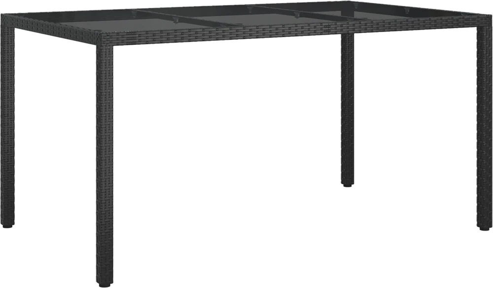 Sodo stalas Juoda 150 x 90 x 75 cm poliratanas