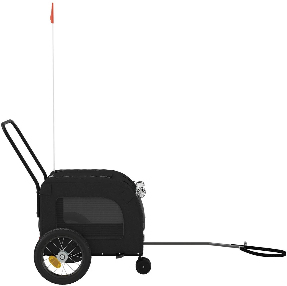 Dviračio priekaba gyvūnams su saugykla Juoda 125 x 53 x 54 cm