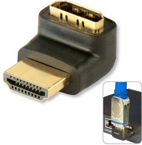 LINDY HDMI 90° kampinis adapteris su auksinėmis jungtimis