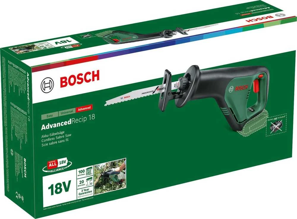 Bosch tiesinis pjūklas AdvancedRecip 18 be akumuliatoriaus ir kroviklio