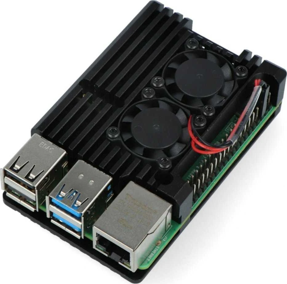 Nezatříděno Raspberry Pi 4B WiFi 8GB RAM rinkinys su priedais - korpusas su dviem ventiliatoriais