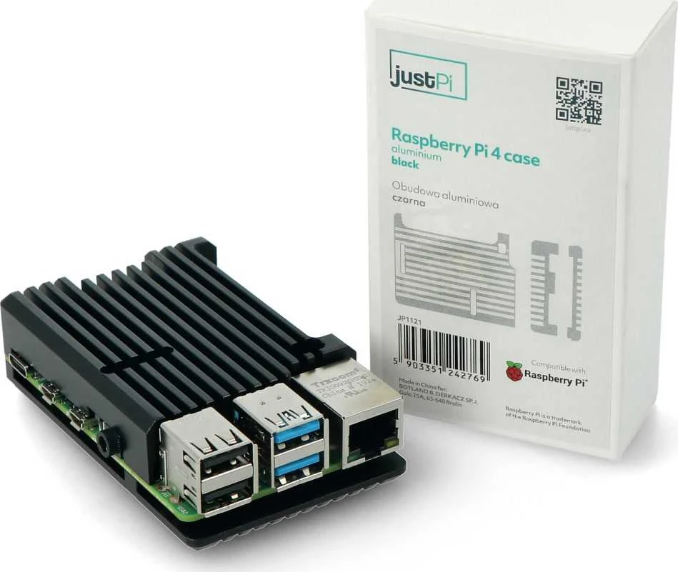 justPi korpusas Raspberry Pi 4B - aliuminis - juodas - LT-4B03