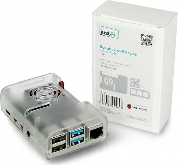 JustPi Raspberry Pi 4 korpusas su aušinimo ventiliatoriumi