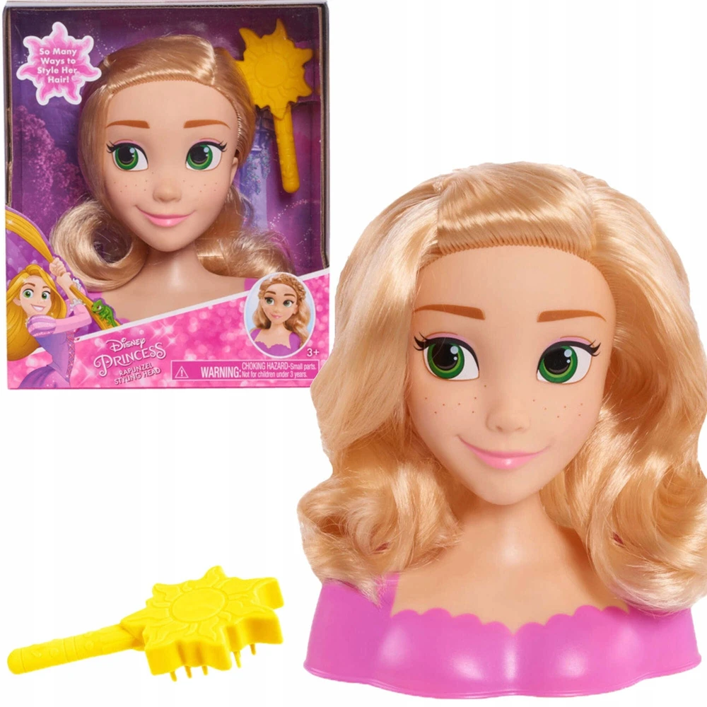 justplay Lėlės galvutė šukavimui ir plaukų formavimui Princess Disney Rapunzel Tangled +šepetys