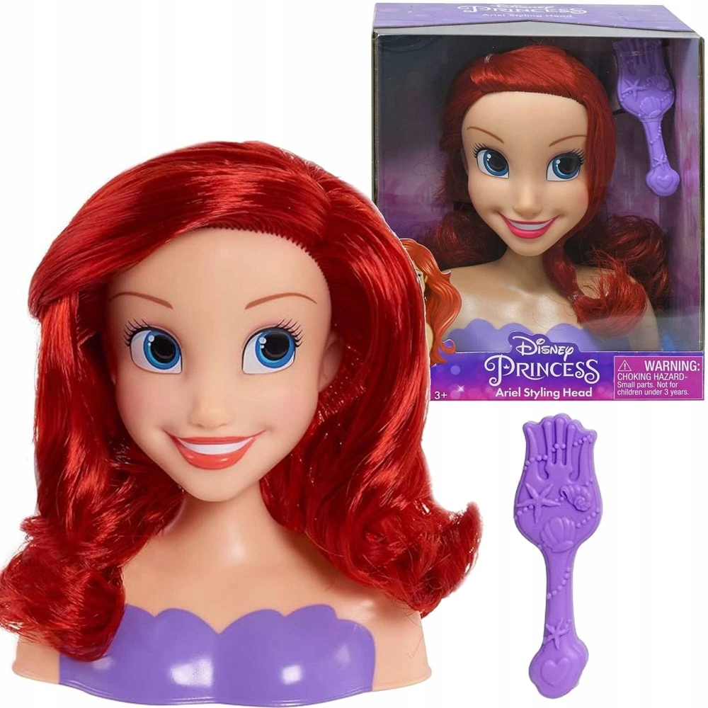 justplay Lėlės galvutė skirta šukuoti ir formuoti plaukus Princess Disney Ariel The Little Mermaid + šepetys