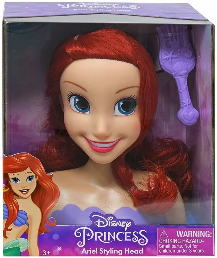 justplay Lėlės galvutė skirta šukuoti ir formuoti plaukus Princess Disney Ariel The Little Mermaid + šepetys