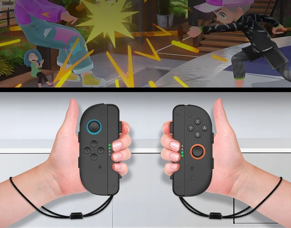 JYS 2x Grip laikiklis vertikaliam Joy-Con + dirželis Nintendo Switch 2 juodas (SB11088)